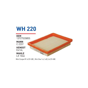 Wh220 Oem 13727520855 Mini cooper Mini One Otomobil hava filtre air filter