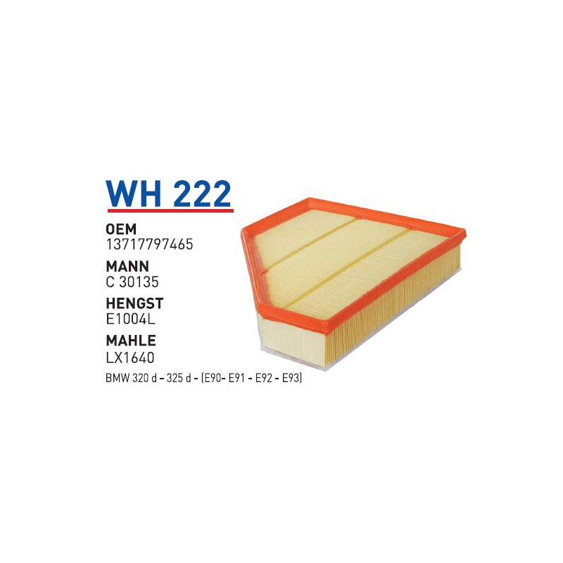 Wh222 Oem 13717797465 BMW 320D-325D-E90-E91-E92-E93 Otomobil hava filtre air filter