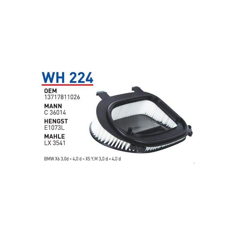 Wh224 Oem13717811026 BMW X6 3.0D 4.0D X5 3.0D 4.0D Otomobil hava filtre air filter