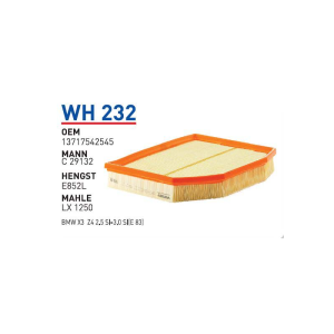 Wh232 Oem 13717542545 BMW X3 Z4 2.5 SI-3.0 SI(E 83) Otomobil hava filtre air filter