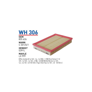 Wh306 Oem 835626 Opel combo B corsa C Meriva Otomobil hava filtre air filter