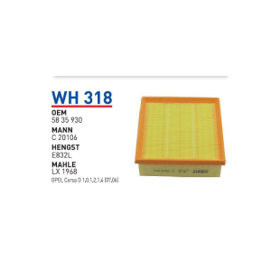 Wh318 Oem 5835930 Opel corsa D Otomobil hava filtre air filter