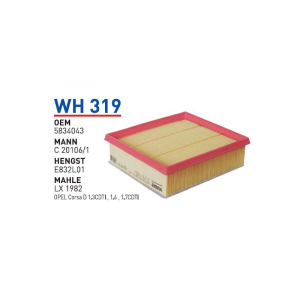 Wh319 Oem 5834043 Opel corsa D Otomobil hava filtre air filter