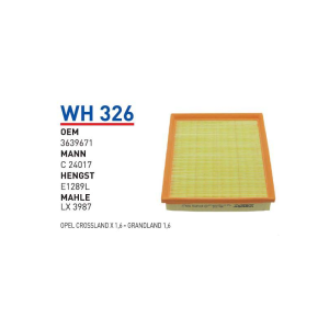 Wh326 Oem 3639671 Opel crossland X grandland Otomobil hava filtre air filter