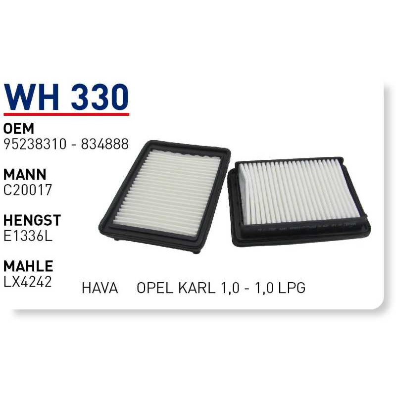 Wh330 Oem 95238310 Oem 834888 Opel karl lpg Otomobil hava filtre air filter