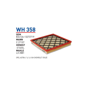 Wh358 Oem 834126 Oem 13272719 Opel astra J chevrolet cruze Otomobil hava filtre air filter