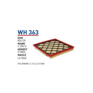 Wh363 Oem 834125 Opel insigni Turbo Otomobil hava filtre air filter
