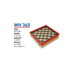 Wh365 Oem 835058 Opel meriva B Otomobil hava filtre air filter