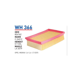 Wh366 Oem 834762 Opel mokka Otomobil hava filtre air filter