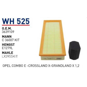 Wh525 Oem 3639109 Opel combo E-crossland X-grandland X Otomobil hava filtre air filter
