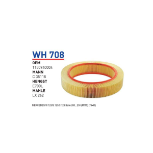 Wh708 Oem 1150940004 Mercedes W 123/S 123/C 123 serie 200,230 (M115) (76-85) Otomobil hava filtre air filter