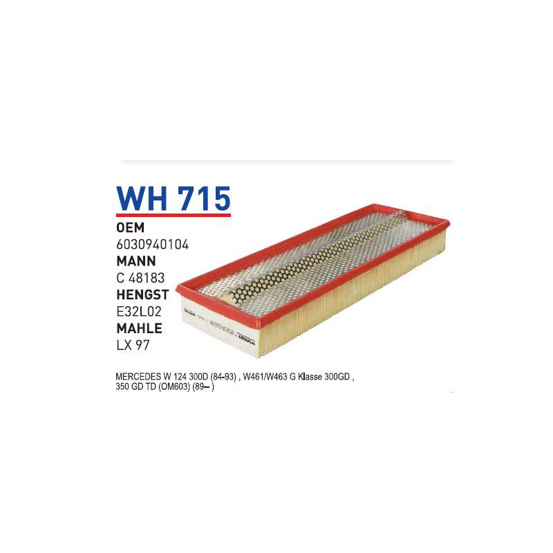 Wh715 Oem 6030940104 Mercedes 124 300 D 350 TD Otomobil hava filtre air filter