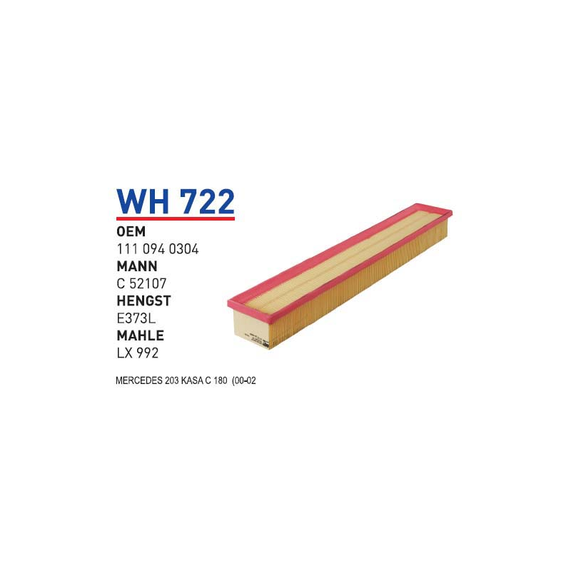Wh722 Oem 1110940304 Mercedes 203 C 180 (00-02) Otomobil hava filtre air filter
