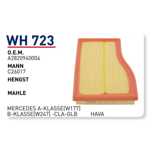 Wh723 Oem A2820940004 Mercedes A klasse W 177 B klasse W 247 CLA GLB Otomobil hava filtre air filter