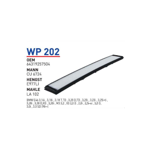 Wp202 Oem 64319257504 BMW 3 SERiE E46-X3 E83 Otomobil polen filtre pollen filter