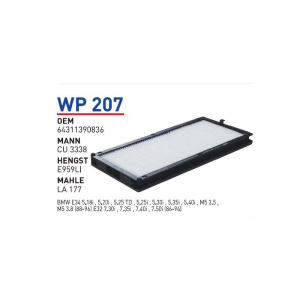 Wp207 Oem 64311390836 BMW 5 SERiE E34-7 SERiE E32 Otomobil polen filtre pollen filter