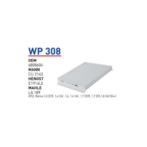 Wp308 Oem 6808604 Opel meriva Otomobil polen filtre pollen filter