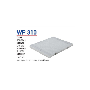 Wp310 Oem 4705463 Opel agila Otomobil polen filtre pollen filter