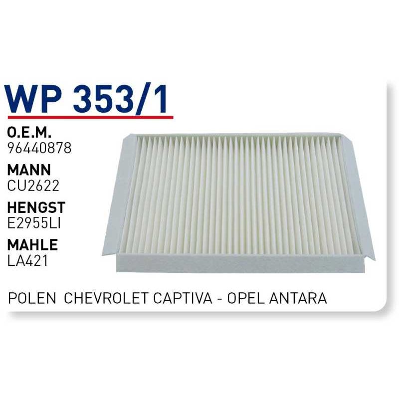 Wp353/1 Oem 96440878 Chevrolet capti̇va opel antara Otomobil polen filtre pollen filter