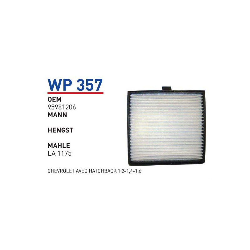 Wp357 Oem 95981206 Chevrolet aveo hatchback Otomobil polen filtre pollen filter