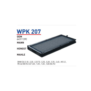 Wpk207 Oem 64311390 BMW 5 SERiE E34-7 SERiE E32 Otomobil polen filtre pollen filter
