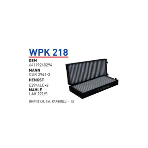Wpk218 Oem 64119248294 BMW X5-X6 Otomobil polen filtre pollen filter