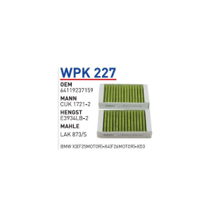 Wpk227 Oem 64119237159 BMW X3-X4-XD3 (F25-F26) Otomobil polen filtre pollen filter