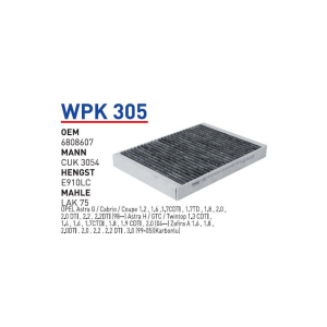 Wpk305 Oem 6808607 Opel astra G astra H zafira A Otomobil polen filtre pollen filter