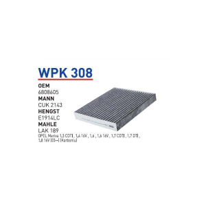 Wpk308 Oem 6808605 Opel meriva Otomobil polen filtre pollen filter