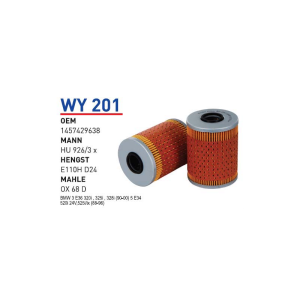 Wy201 Oem 1457429638 BMW 3.20-5.20 E34-E36 M50 Otomobil yağ filtre oil filter