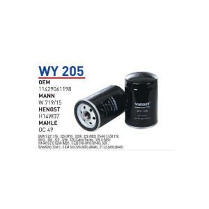 Wy205 Oem 11429061198 BMW 3.18 i-3.20 i E30 M20 Otomobil yağ filtre oil filter