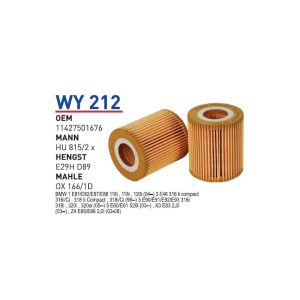 Wy212 Oem 11427501676 BMW E87 116i-118i-120i E46 316i N42-N46 Otomobil yağ filtre oil filter