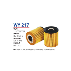 Wy217 Oem 11427509208 Mini cooper cooper S Otomobil yağ filtre oil filter
