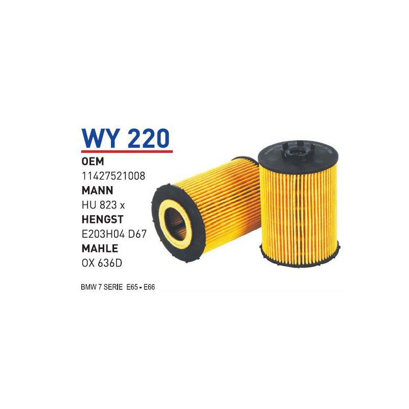 Wy220 Oem 11427521008 BMW 7 SERiE E65-E66 N62 Otomobil yağ filtre oil filter