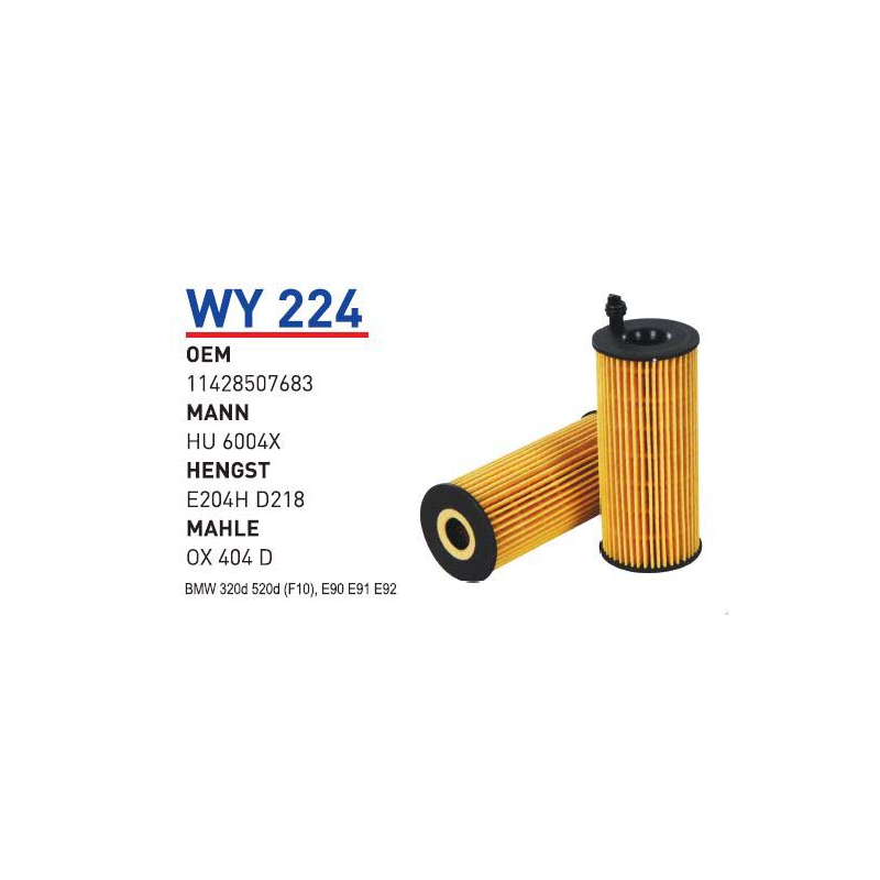 Wy224 Oem 11428507683 BMW 3,20 D 5,20 D F-10 E-90 E-91 E-92 Otomobil yağ filtre oil filter