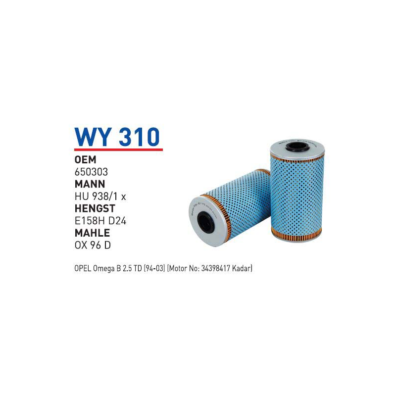Wy310 Oem 650303 Opel omega B Otomobil yağ filtre oil filter