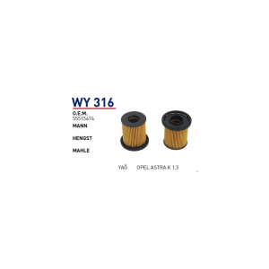 Wy316 Oem 55515474 Opel astra k Otomobil yağ filtre oil filter