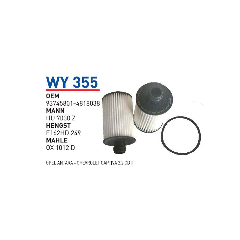 Wy355 Oem 93745801 Opel antara chevrolet captiva Otomobil yağ filtre oil filter