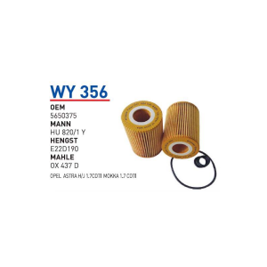 Wy356 Oem 5650375 Opel astra H-j corsa D mariva A B mokka Otomobil yağ filtre oil filter