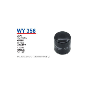 Wy358 Oem 55496755 Opel astra G-H-J chevrolet cruze Otomobil yağ filtre oil filter