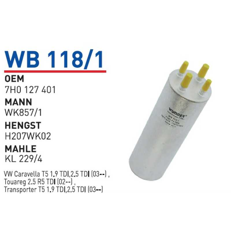 Wb118/1 Oem 7H0127401 Volkswagen transporter T5-T6 touareg Otomobil yakıt filtre dizel fuel filter diesel