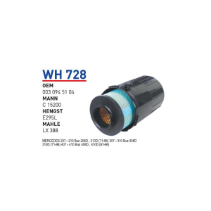 Wh728 Oem 0030945104 Mercedes 208 bus Otomobil hava filtre air filter