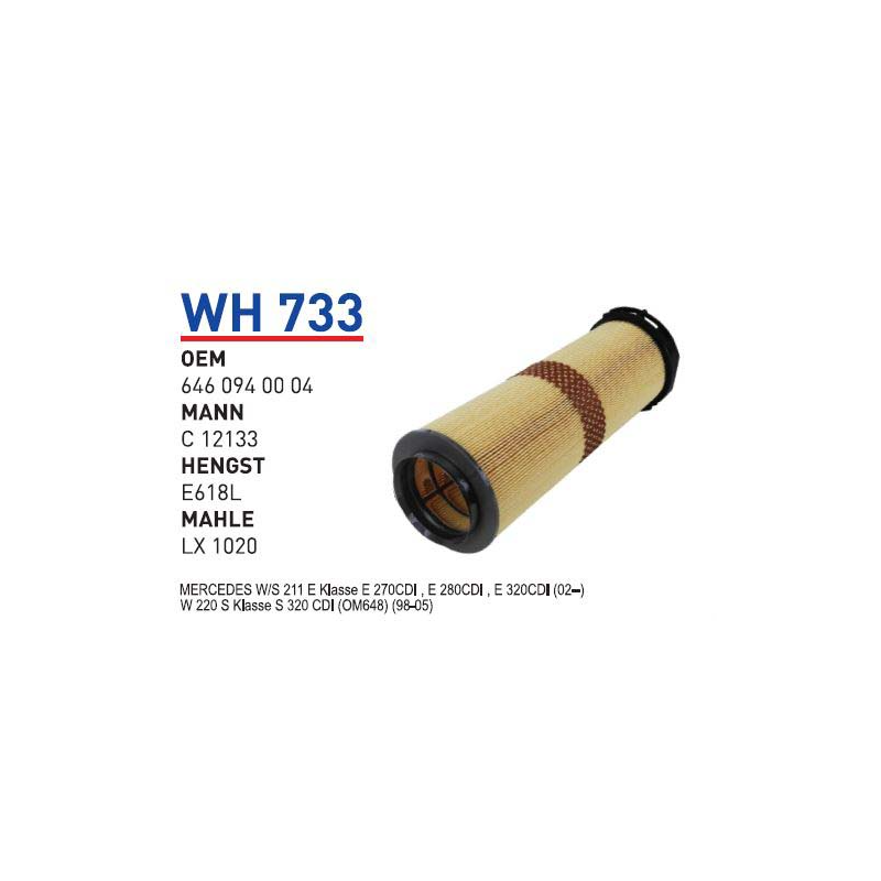 Wh733 Oem 6460940004 Mercedes C 200 CDİ CLC 220 CDİ Otomobil hava filtre air filter