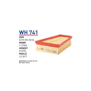 Wh741 Oem A2700940004 Mercedes A class (W176) bklasse (W246) Otomobil hava filtre air filter