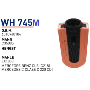 Wh745 M Oem 6510940104 Mercedes Benz  Cls (C218) Mercedes C Class C 220 Cdi Otomobil hava filtre air filter