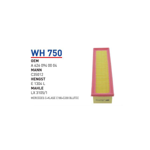 Wh750 Oem A 6260940004 Mercedes C Klase C180 C200 626 2016 Blutec Otomobil hava filtre air filter