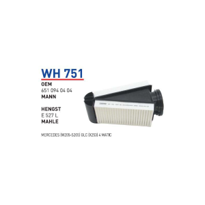 Wh751 Oem 6510940404 Mercedes (W205 S 205) Glc (X253) 4 Matic Otomobil hava filtre air filter