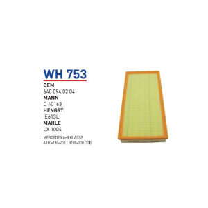 Wh753 Oem 6400940204 Mercedes A B Klasse A160 180 200 B 180 200 Cdi Otomobil hava filtre air filter