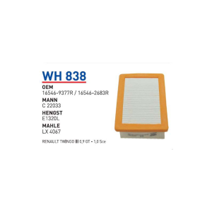 Wh838 Oem 165469377R Mercedes Smart Forfour Hatchback Otomobil hava filtre air filter