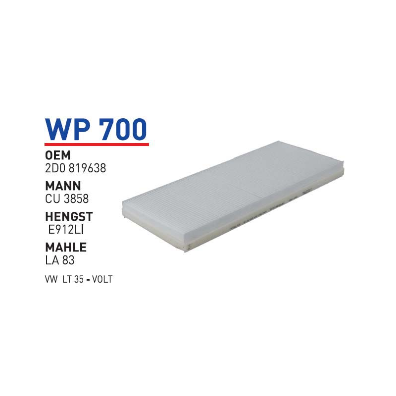 Wp700 Oem 2D0819638 Mercedes Sprinter Otomobil polen filtre pollen filter